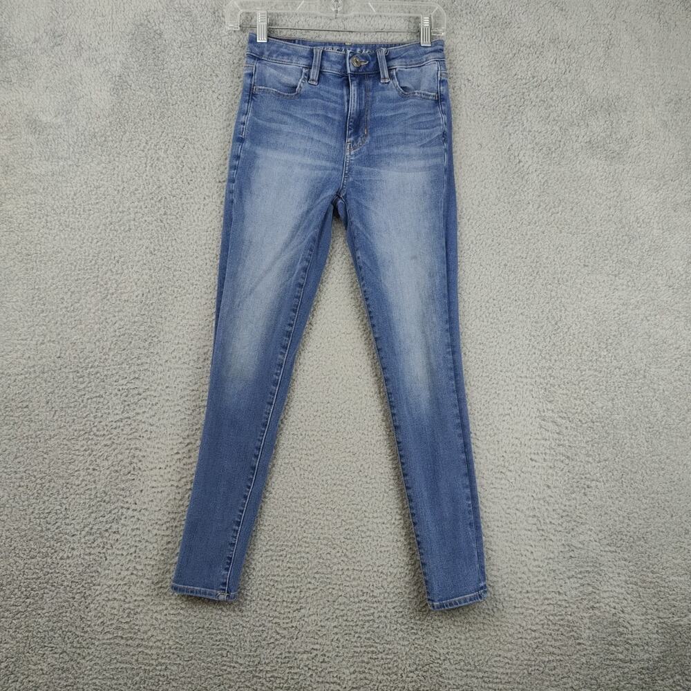 American Eagle Jeans Women's Size 0 Blue Denim Stretch Jeggings Super Hi Rise